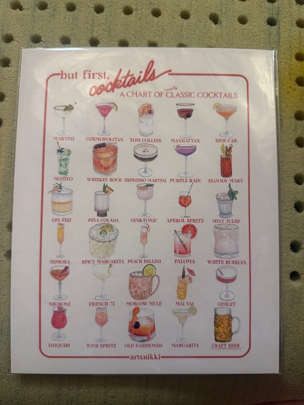 But First, Cocktails Chart Print - Pink & White